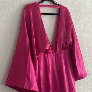 ASOS Hot Pink Satin Midi Dress